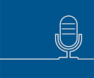 2019 APMA podcast graphic, blue background, white 